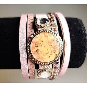 NWOT Pulseras Leather Bracelet Magnet Magnetic  Buckle  Pink 5 strand